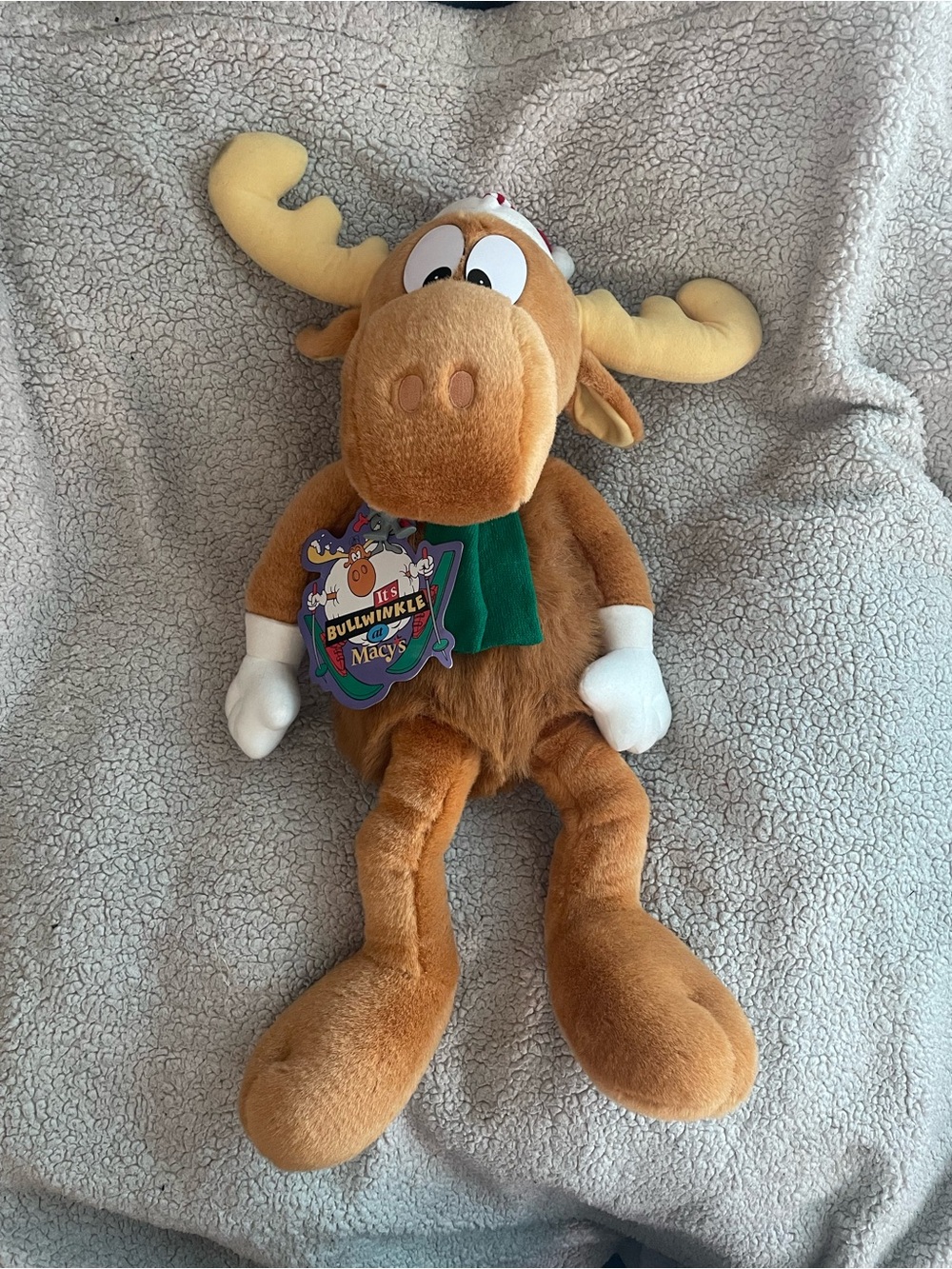 Bullwinkle Plush Stuffed Moose - Brown with Green Scarf